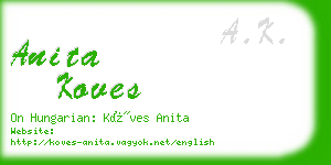 anita koves business card